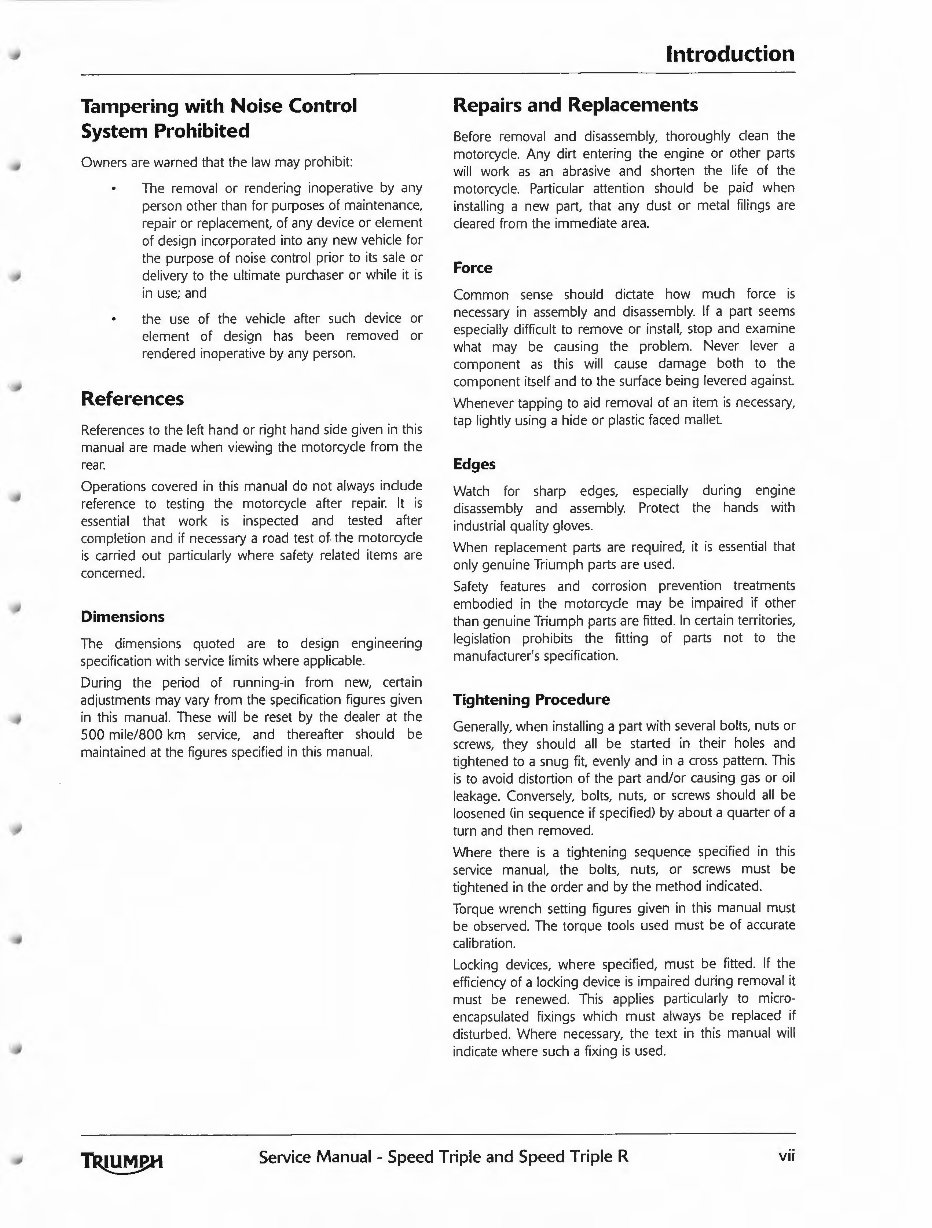 2011-2016 Triumph Motorcycle Speed Triple / R Service & Repair Manual preview img 7