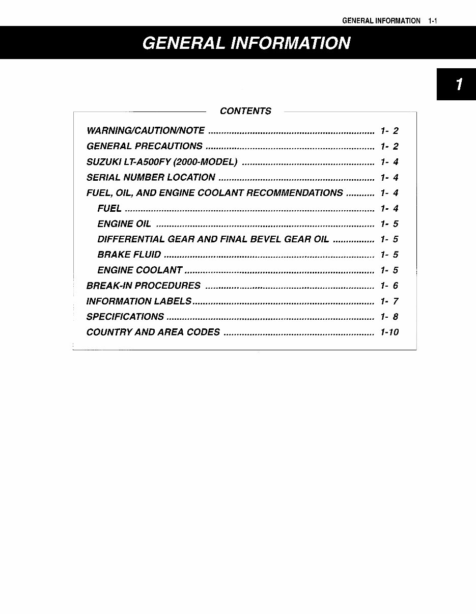 2000-2001 Suzuki LT-A500F ATV OEM Service & Repair Manual preview img 5