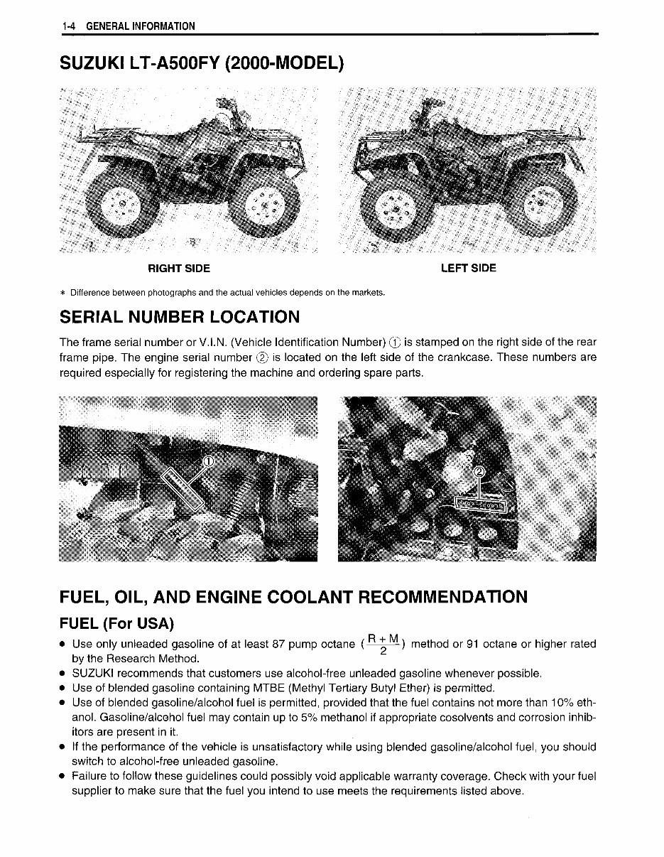 2000-2001 Suzuki LT-A500F ATV OEM Service & Repair Manual preview img 8