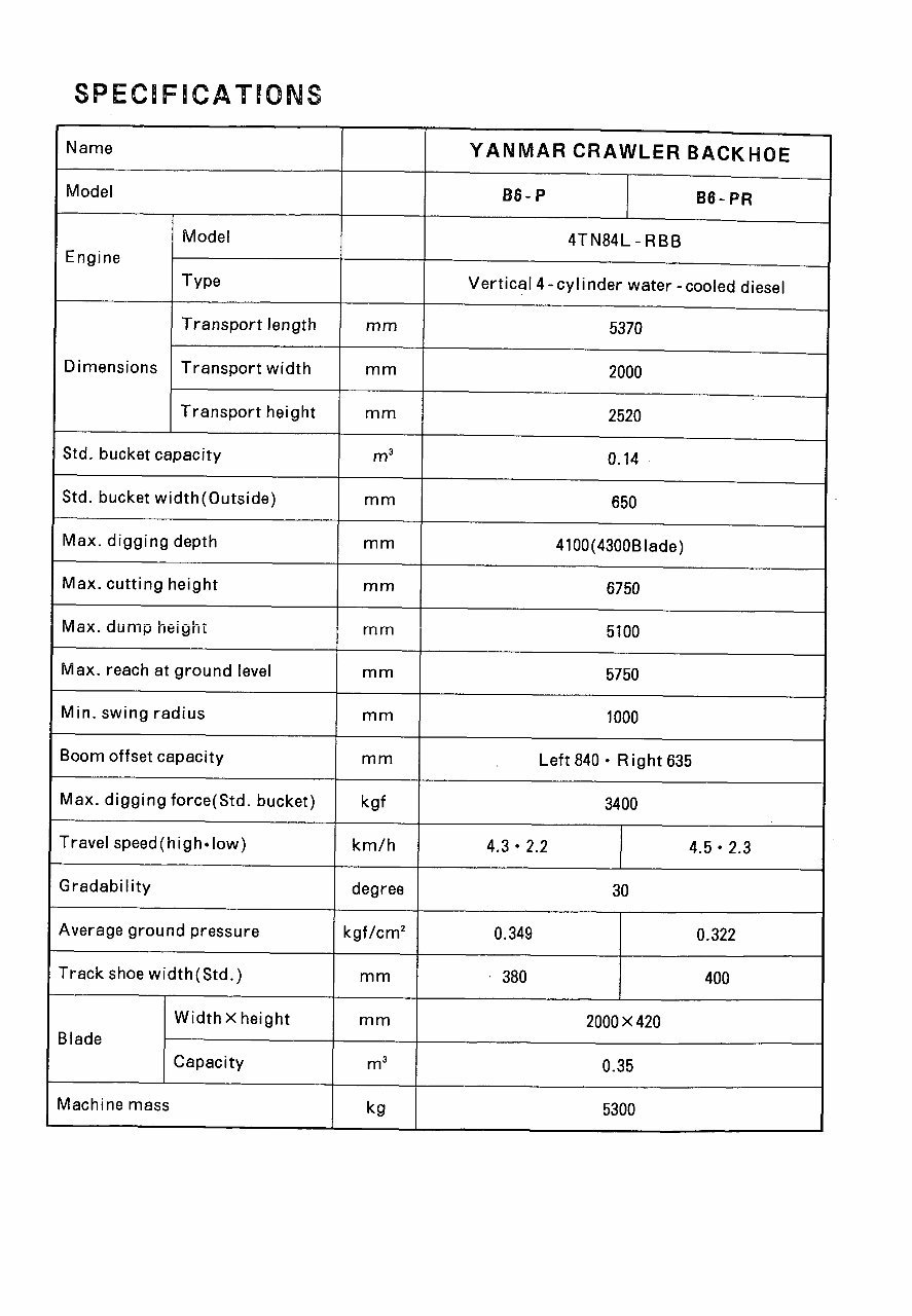 Yanmar B6-P B6-PR B6-2PR Crawler Backhoe Parts Catalog Manual preview img 2