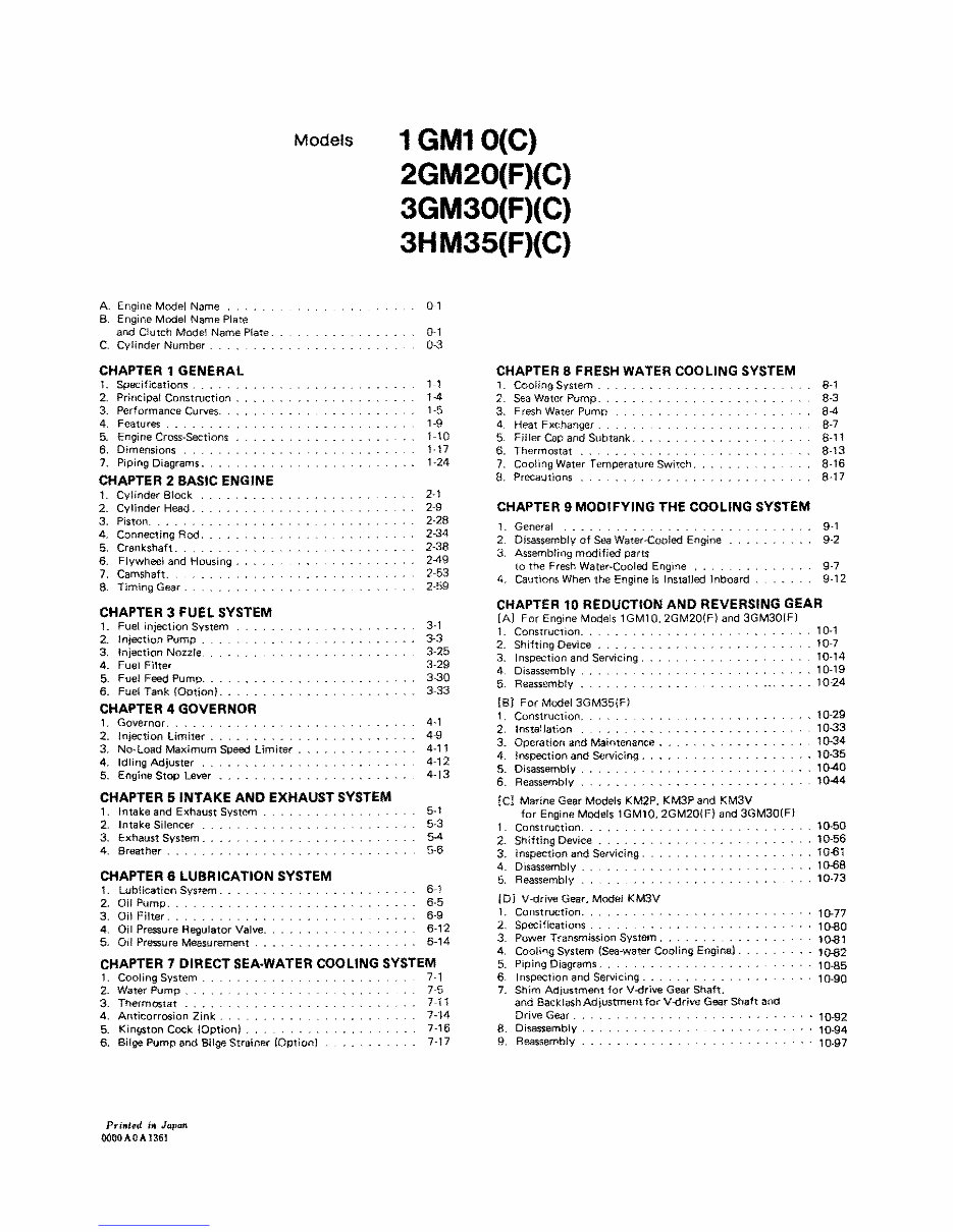 Yanmar Marine (1GM10(C), 2GM20(F)(C), 3GM30(F)(C), 3HM35(F)(C)) Diesel Engine Workshop Repair & Service Manual [COMPLETE & INFOR preview img 3