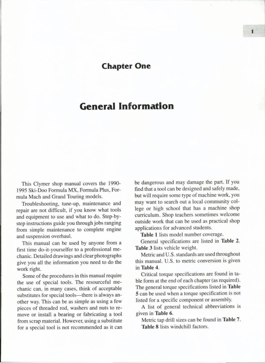 1990-1995 Ski Doo Formula Snowmobile Service & Repair Manual preview img 1