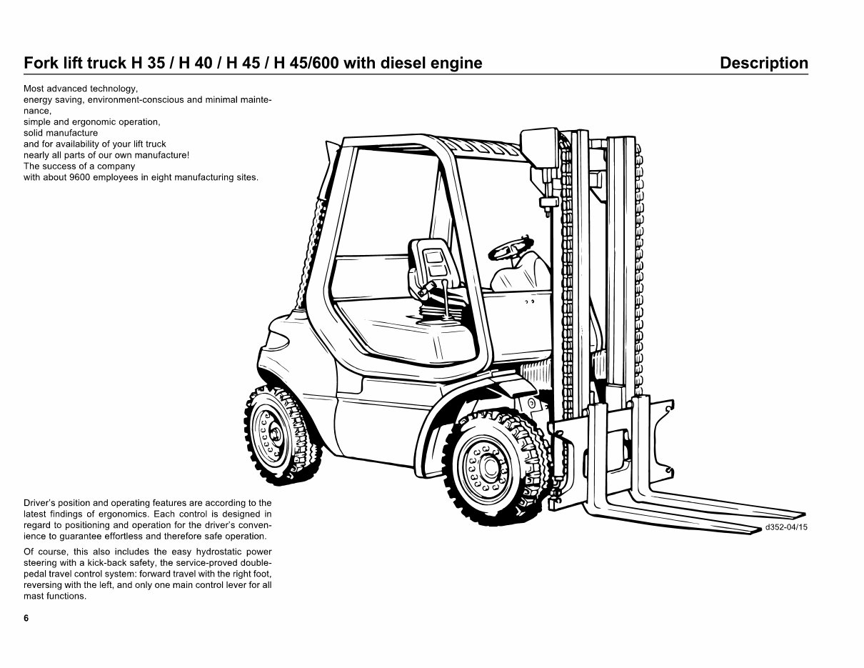Linde Diesel Forklift Truck 352-04 Series: H30, H35, H40, H45 Operating Manual (User Manual) preview img 6