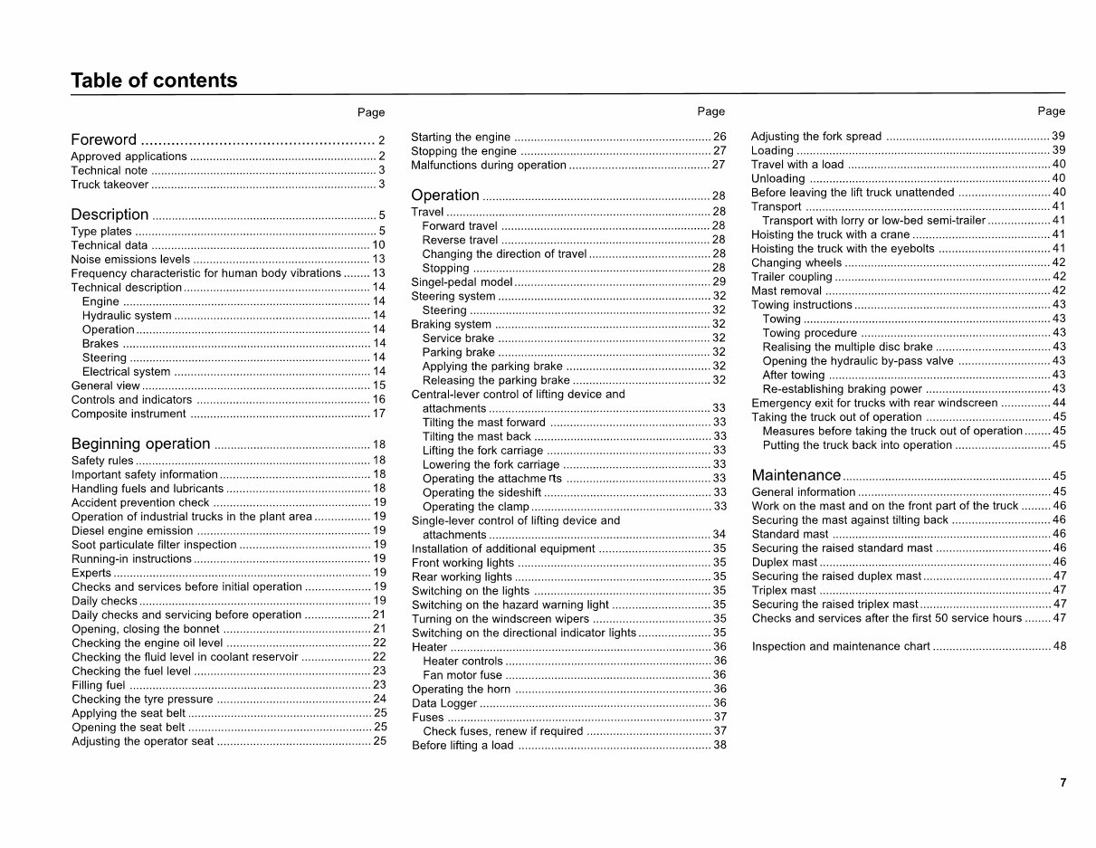 Linde Diesel Forklift Truck 352-04 Series: H30, H35, H40, H45 Operating Manual (User Manual) preview img 7