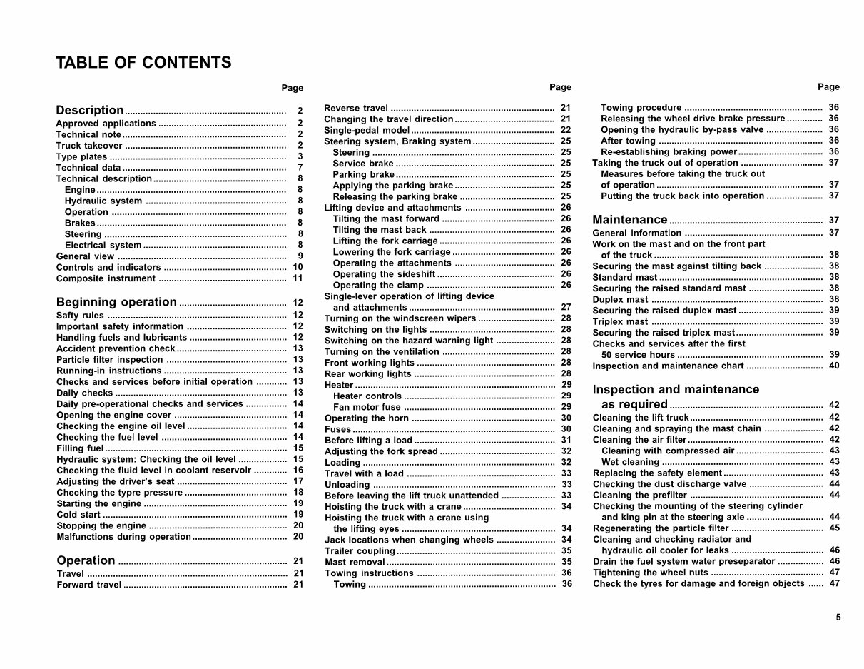 Linde Diesel Forklift Truck 351-02 series: H20, H25, H30 Operating manual (User Manual) preview img 5