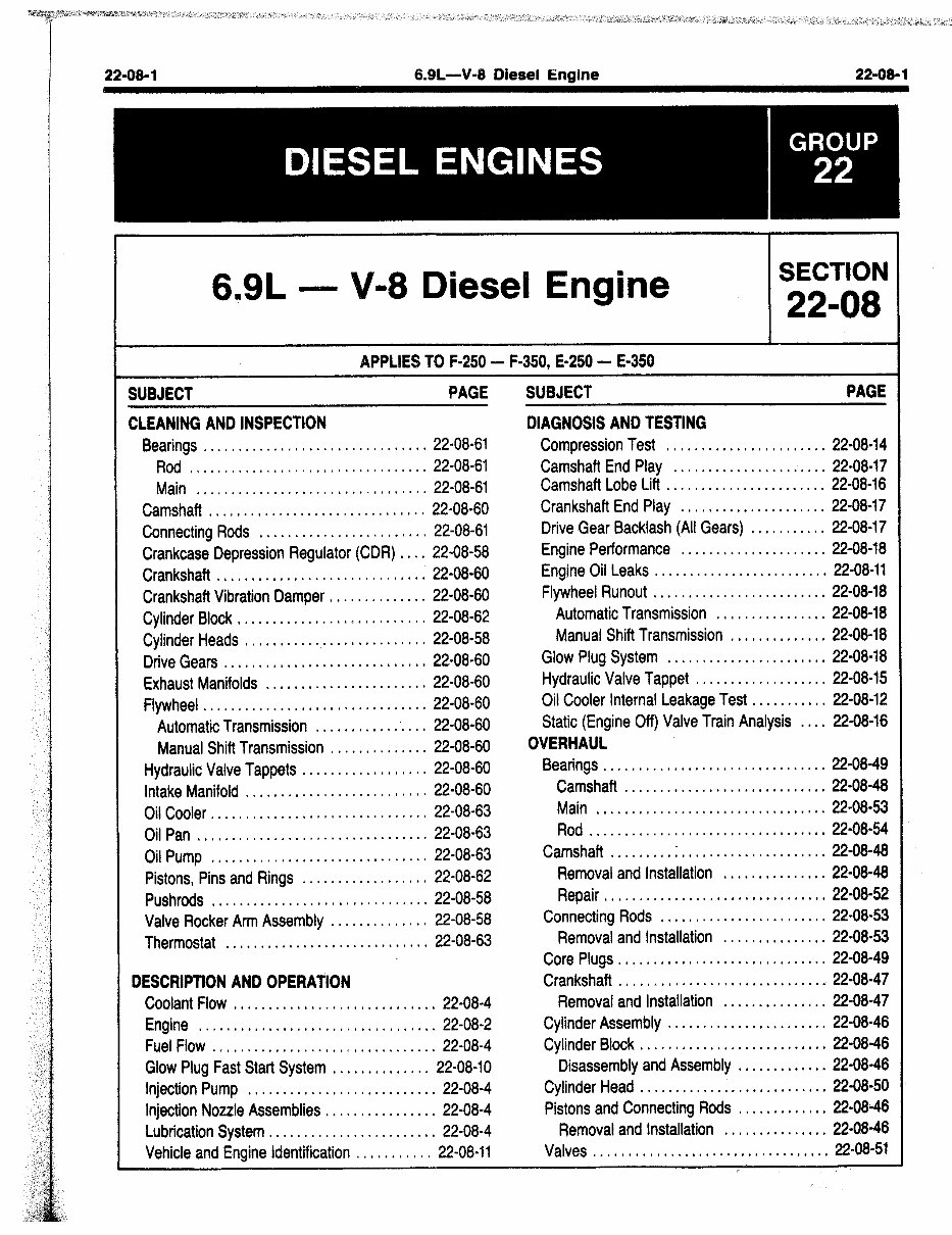 1985 Ford 6.9L Diesel Engine Service & Repair Manual preview img 1