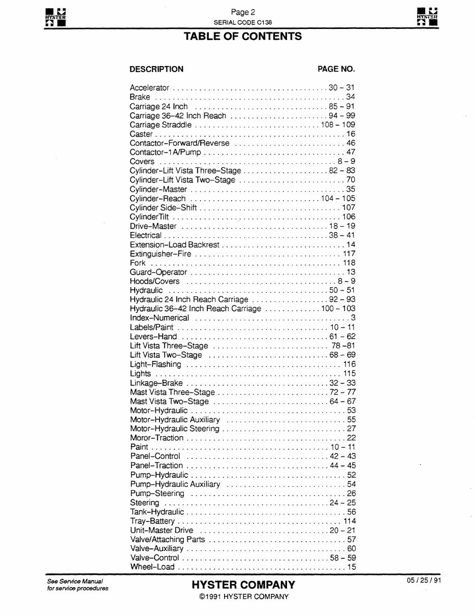 Hyster Electric Forklift C138 (N40EA, N45EA, N50EA, N40ER, N45ER) Parts Manual preview img 3