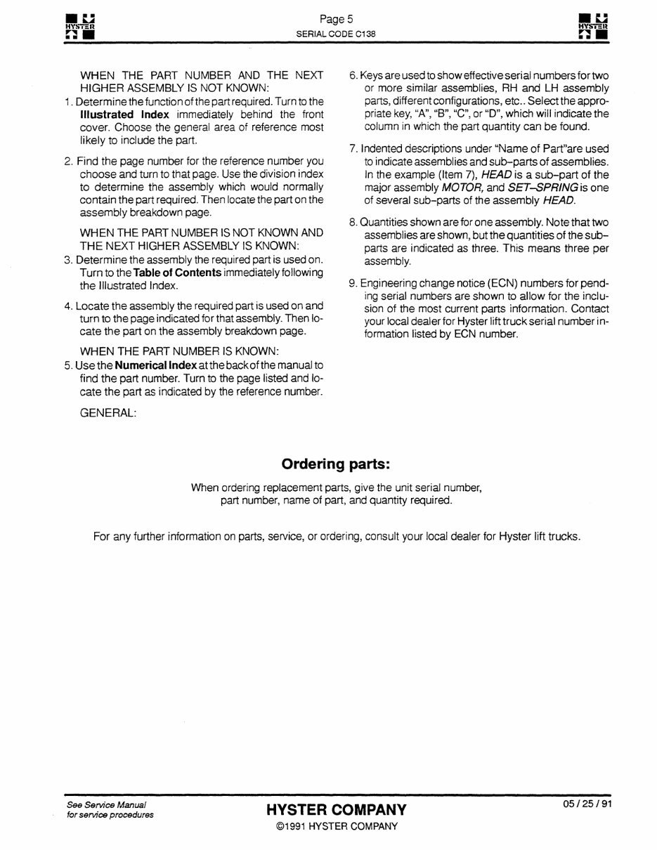 Hyster Electric Forklift C138 (N40EA, N45EA, N50EA, N40ER, N45ER) Parts Manual preview img 6