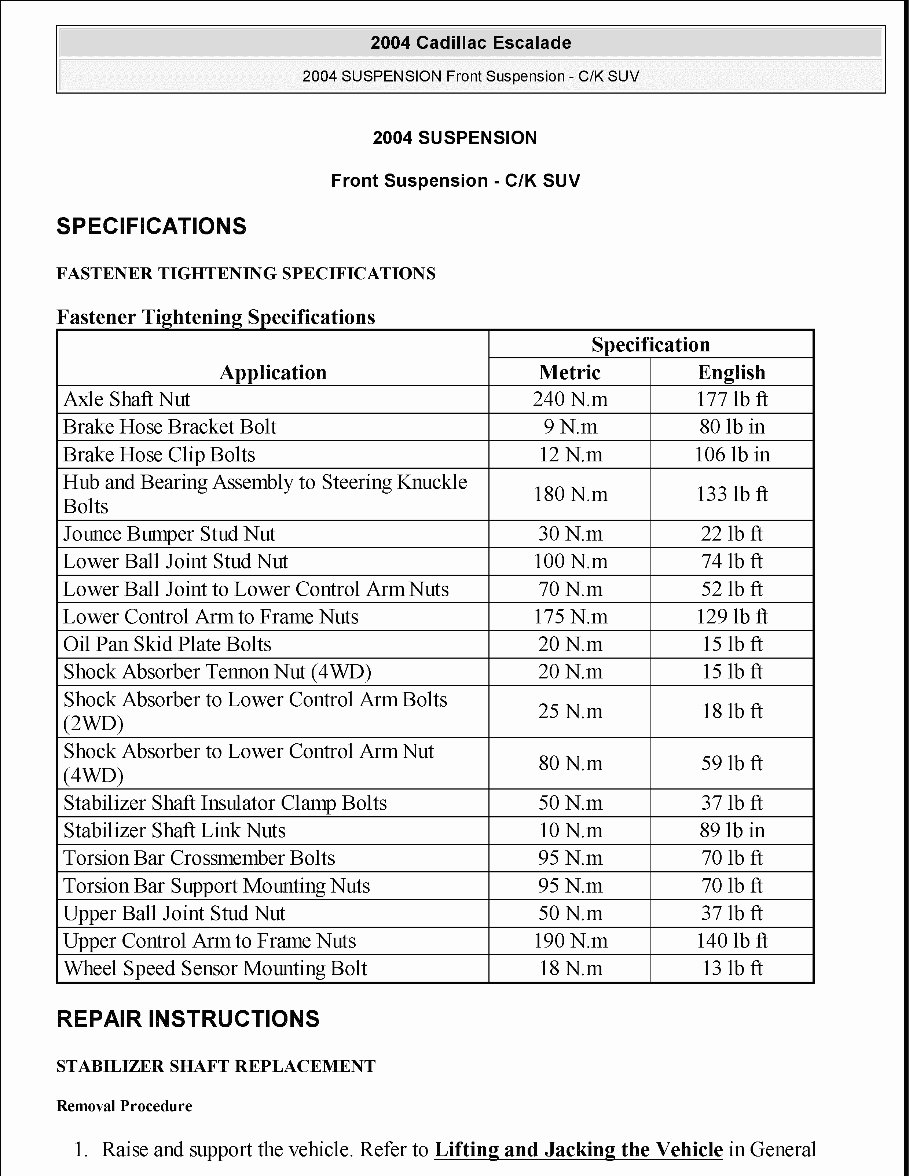 2002-2004 Cadillac Escalade Service & Repair Manual preview img 1