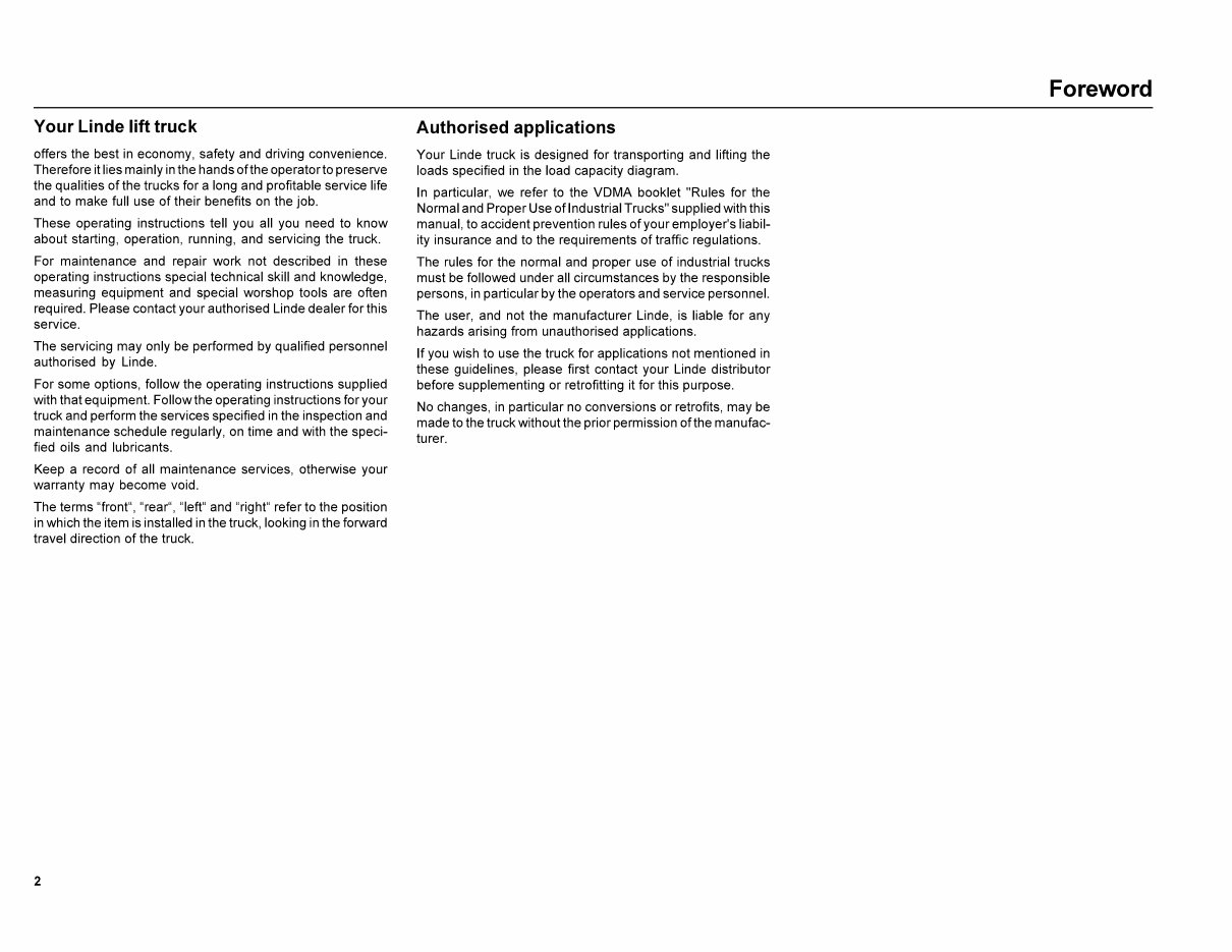 Linde Forklift Truck H350-03 Series with Diesel Engine: H12, H16, H18, H20 Operating Manual (User Manual) preview img 4