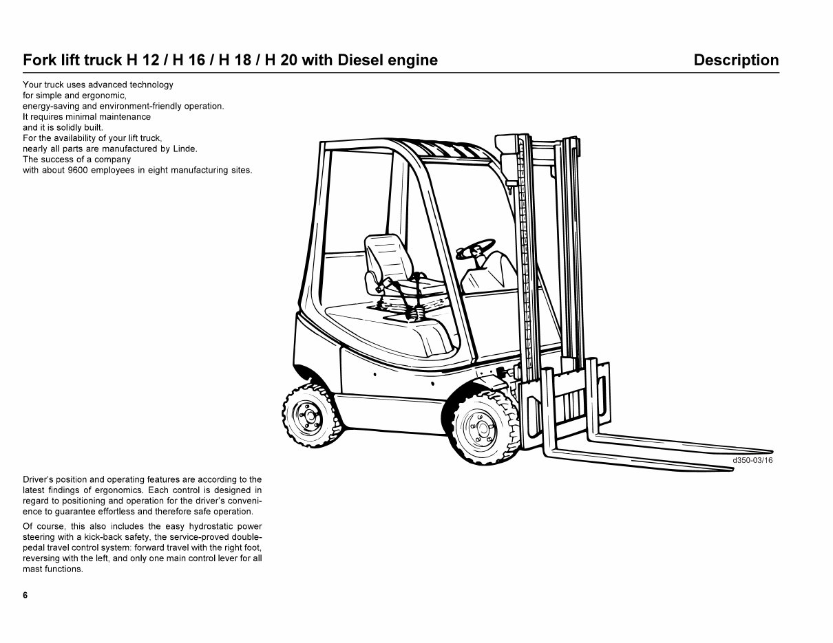 Linde Forklift Truck H350-03 Series with Diesel Engine: H12, H16, H18, H20 Operating Manual (User Manual) preview img 8