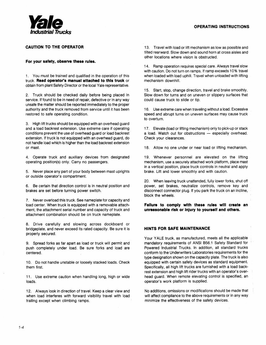 Yale ERC 030 AC Electric Forklift Factory Service & Work Shop Manual preview img 10