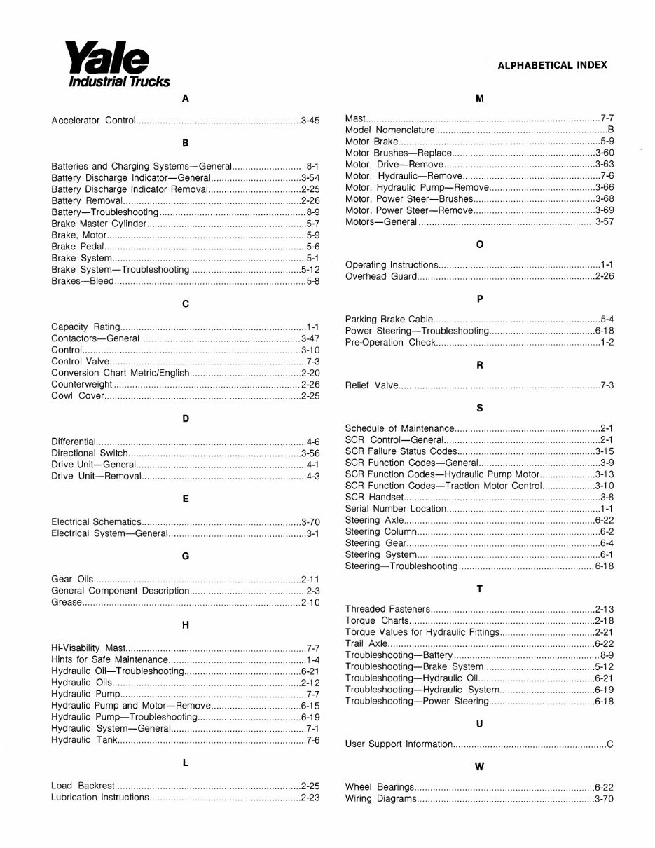 Yale ERC 030 AC Electric Forklift Factory Service & Work Shop Manual preview img 4