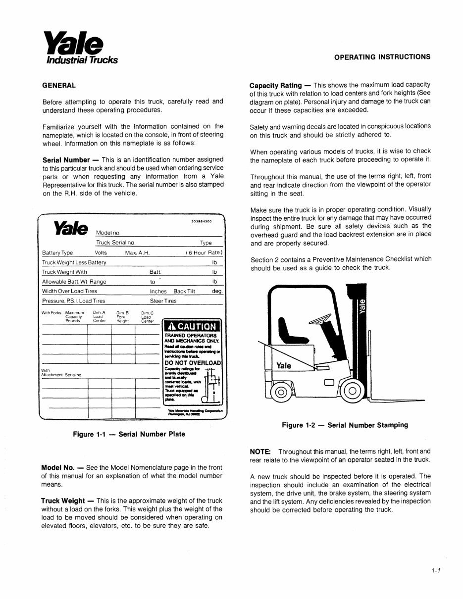 Yale ERC 030 AC Electric Forklift Factory Service & Work Shop Manual preview img 7
