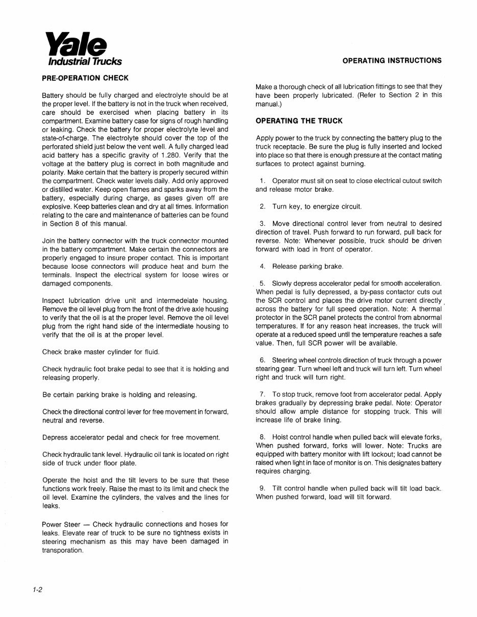 Yale ERC 030 AC Electric Forklift Factory Service & Work Shop Manual preview img 8