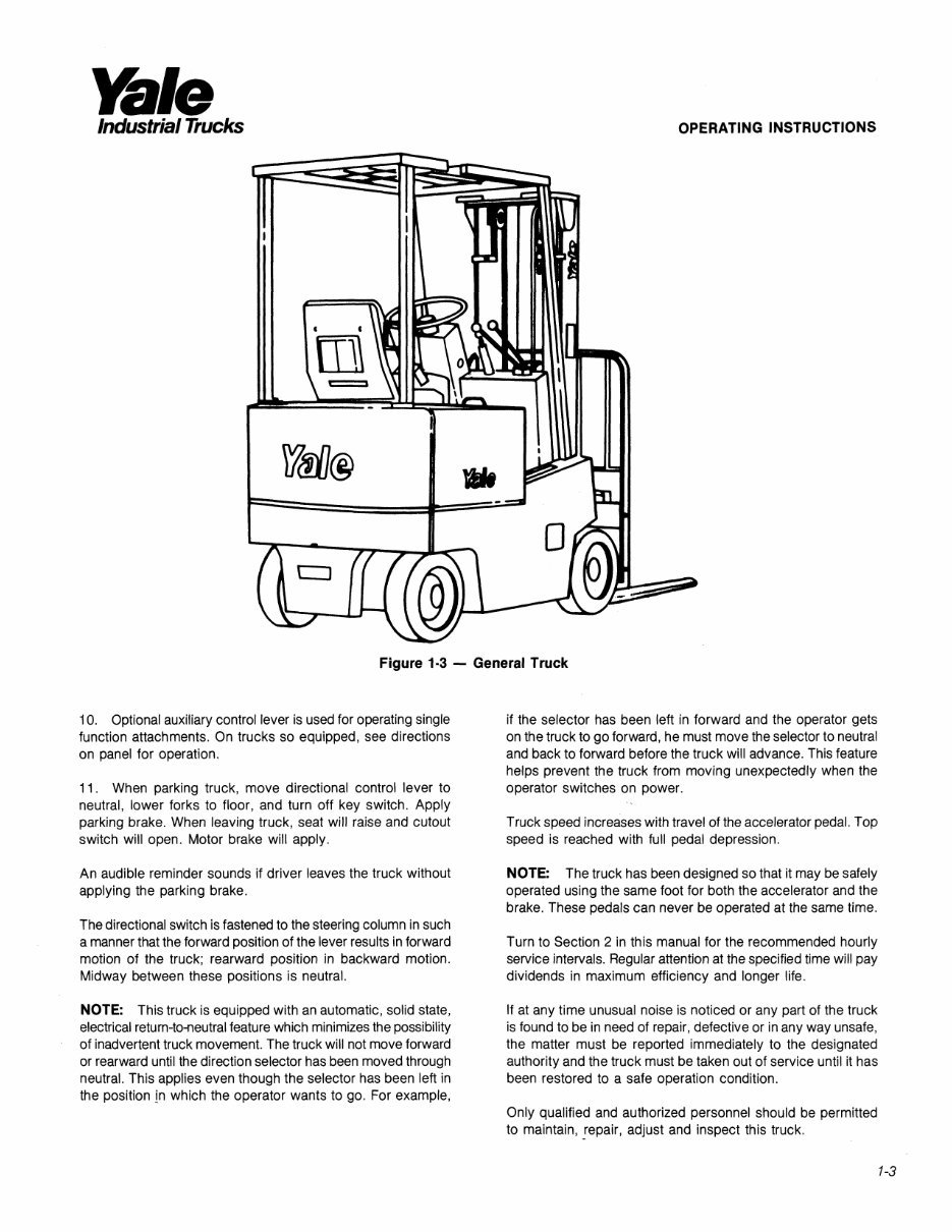 Yale ERC 030 AC Electric Forklift Factory Service & Work Shop Manual preview img 9