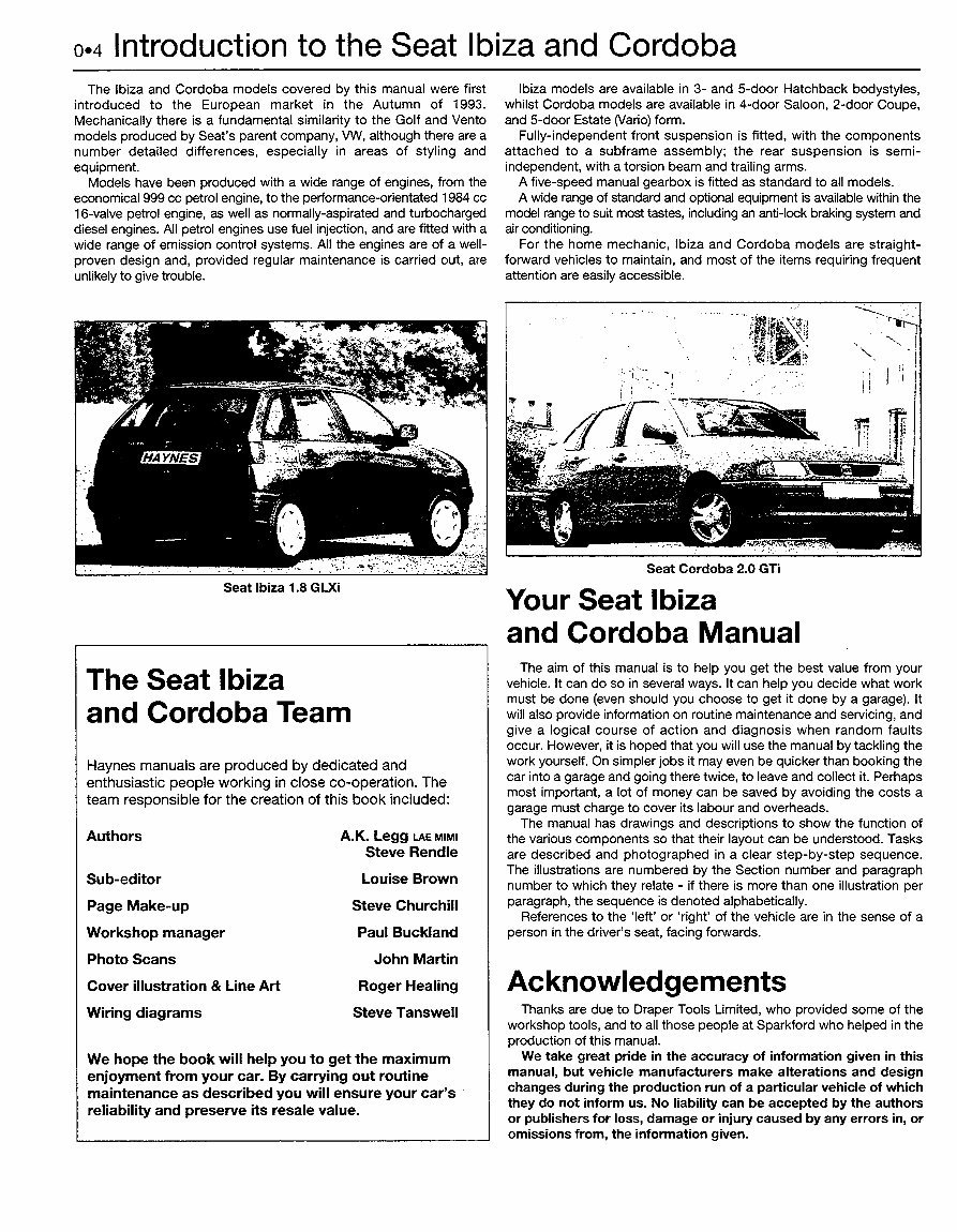 Seat Ibiza Hatchback 1.6L (1595cc & 1598cc) Service Manual preview img 4