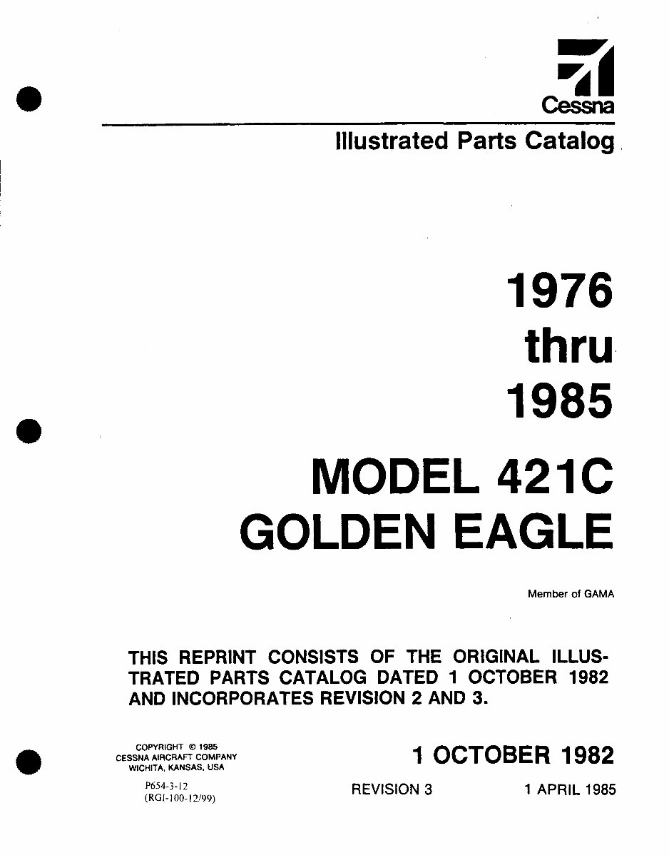Cessna 421C IPC parts manual P654-3-12 1976 - 1985 preview img 2