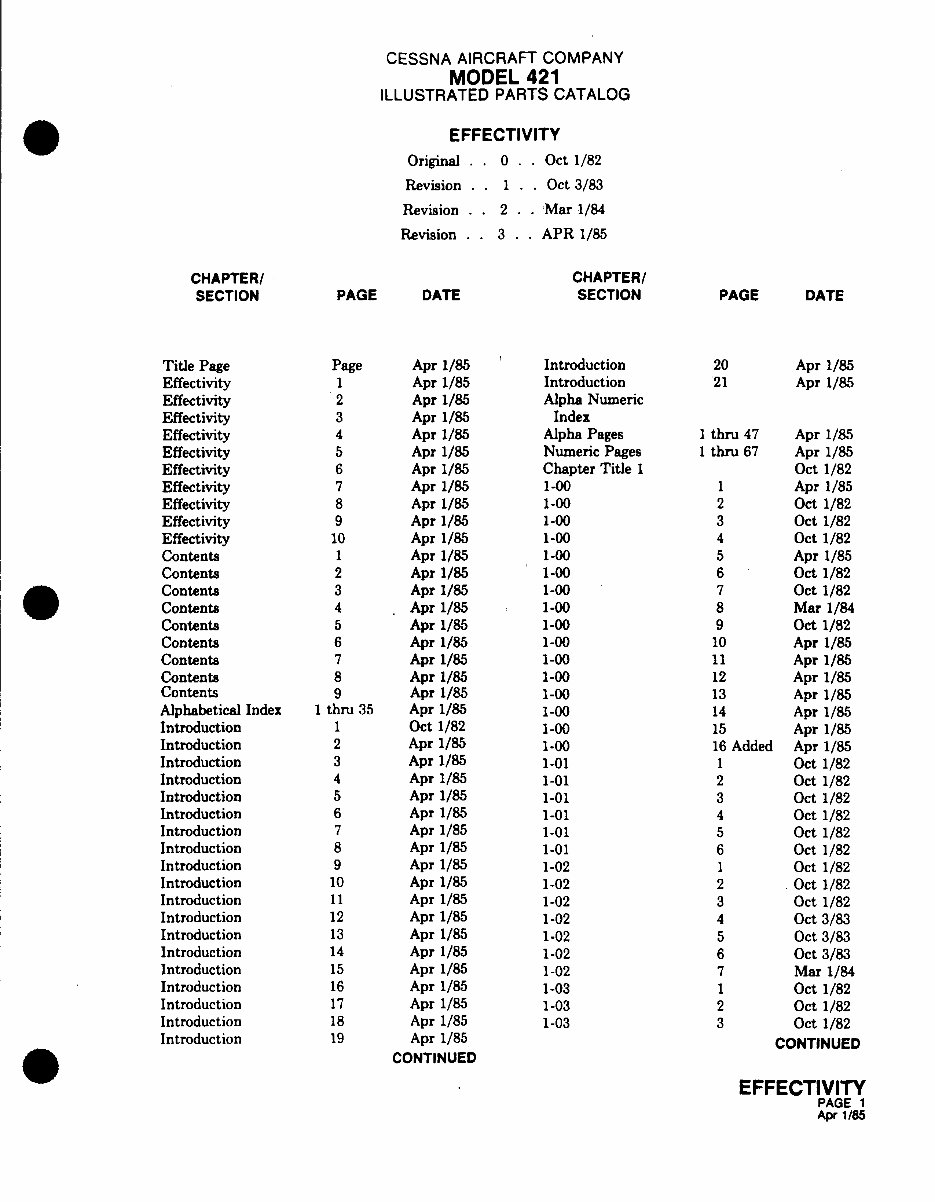 Cessna 421C IPC parts manual P654-3-12 1976 - 1985 preview img 5