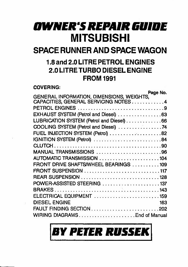 1991-1996 Mitsubishi Space Runner, Space Wagon Repair Guide preview img 1