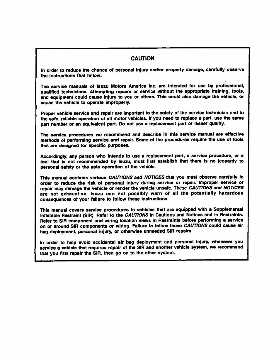 1998 Isuzu Commercial Truck FSR, FTR, FVR Service & Repair Manual preview img 2