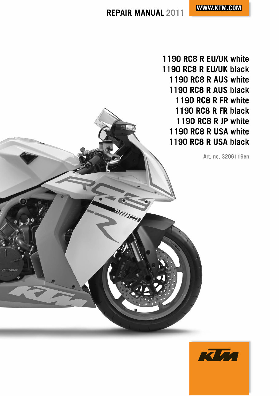 KTM 1190 RC8 RC8R Bike Service & Repair Manual preview img 1