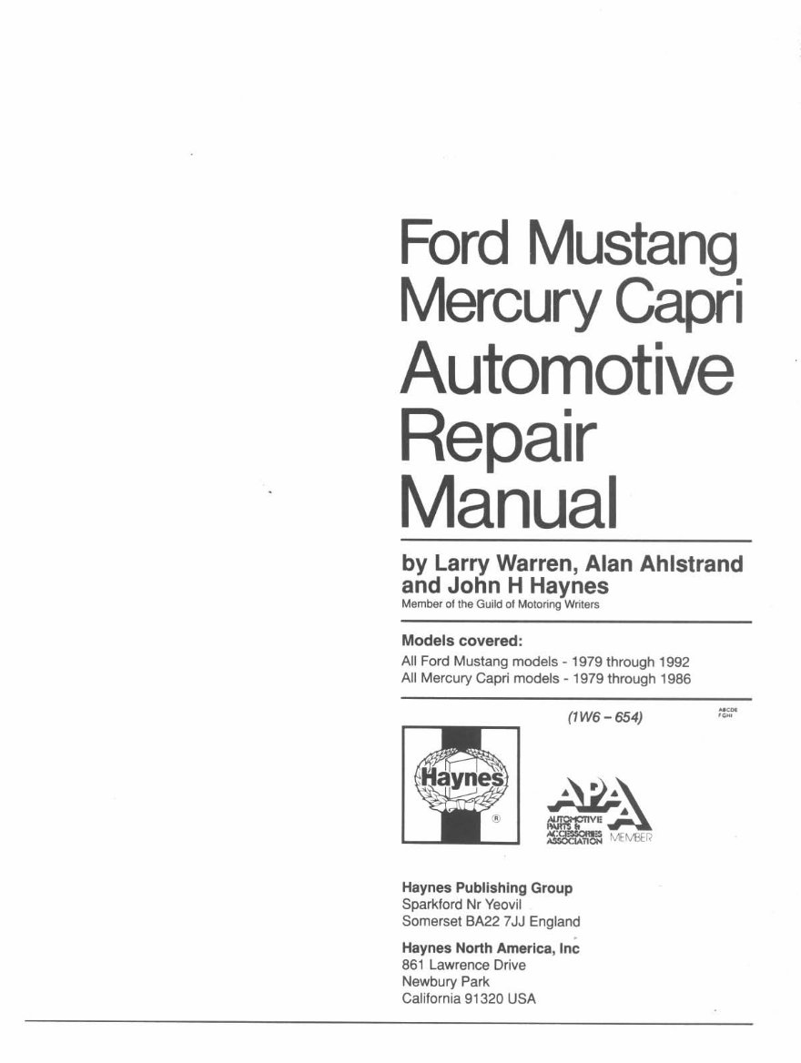 1990 Ford Mustang Service & Repair Manual preview img 2