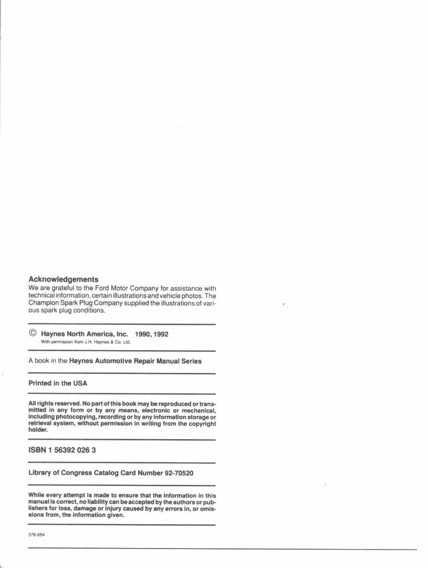 1990 Ford Mustang Service & Repair Manual preview img 3