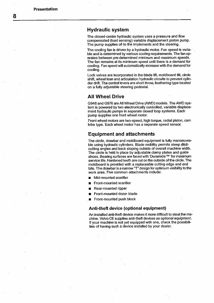 Volvo G900 series grader operators manual preview img 10