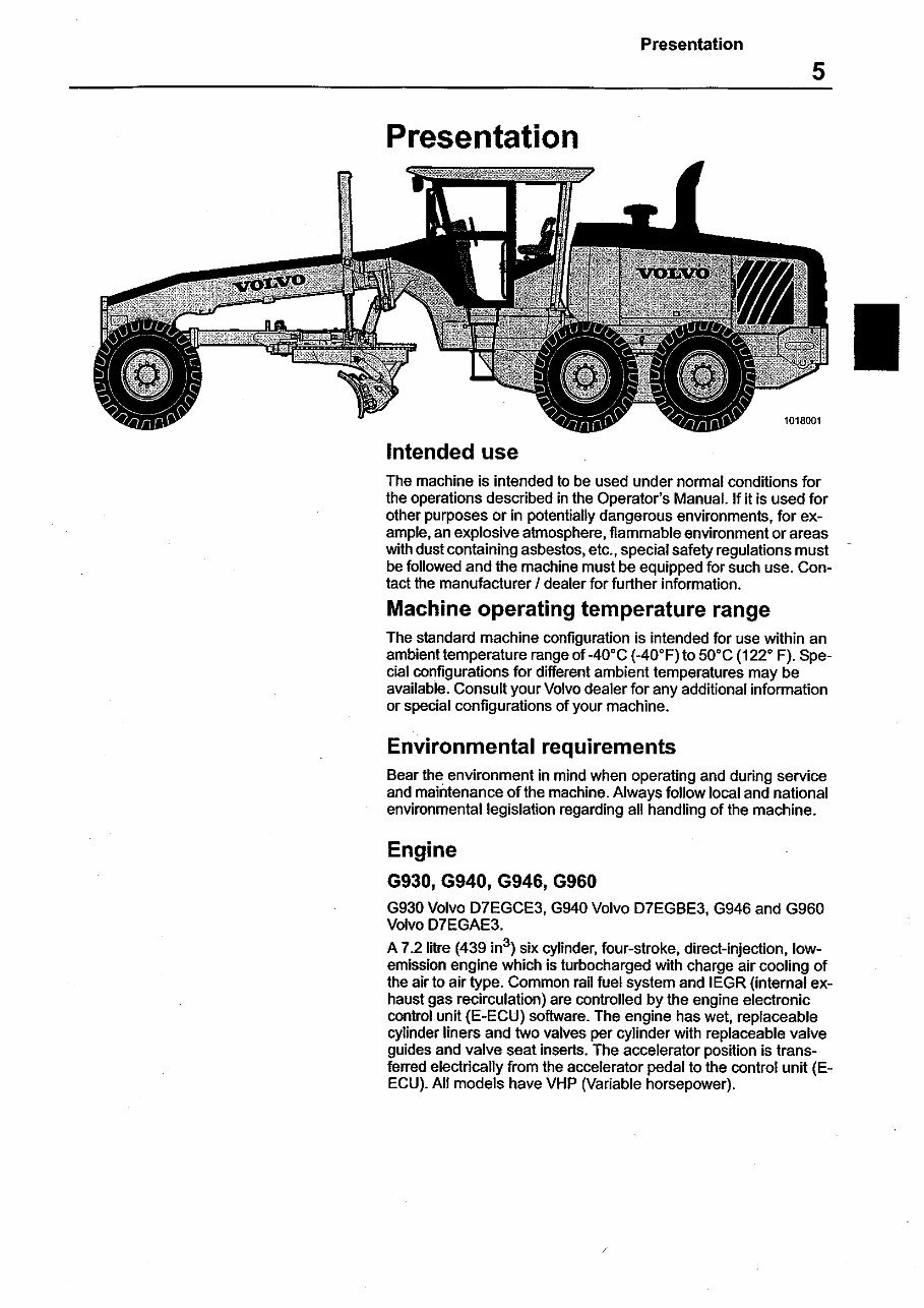 Volvo G900 series grader operators manual preview img 7