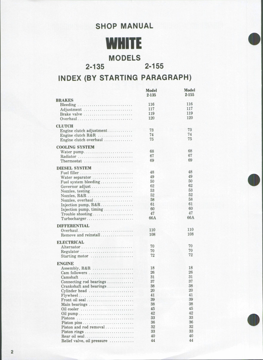 White 2-135 & 2-155 Tractors Complete Workshop Service Repair Manual preview img 1