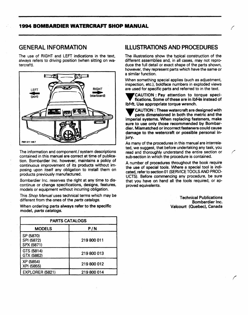1994 BOMBARDIER SEA-DOO GTX 5862 Factory Service & Work Shop Manual preview img 10