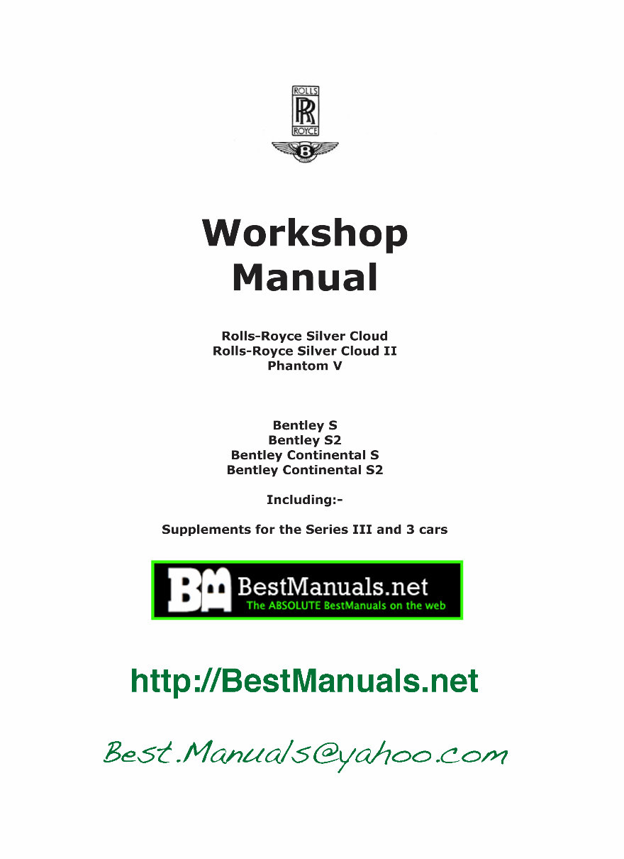 Bentley & Rolls-Royce Vehicles Service & Repair Manual preview img 1