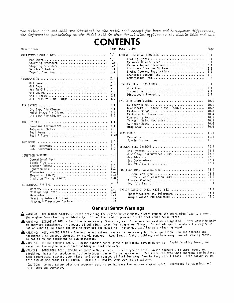 KOHLER K Series Model K582 23HP Engine Workshop Manual preview img 2
