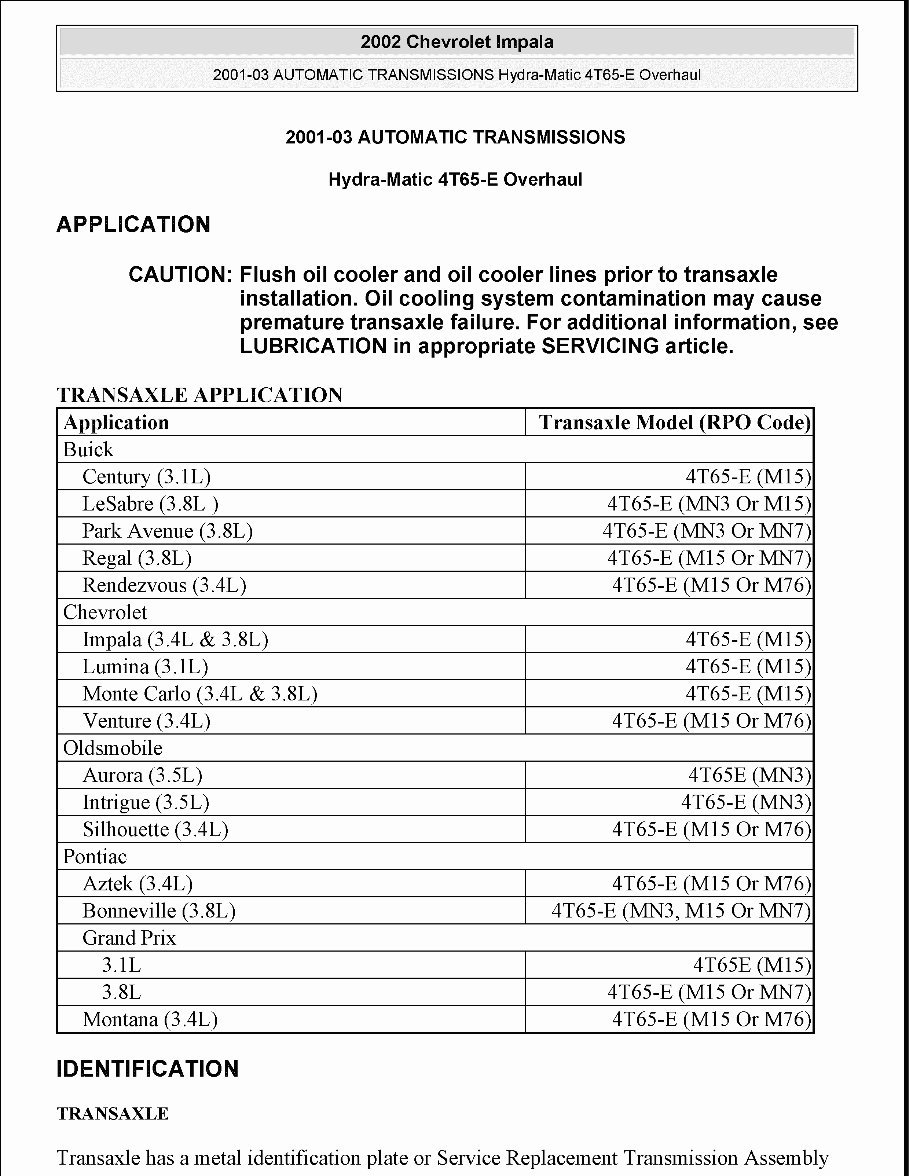 2001 Pontiac Grand Prix Service & Repair Manual preview img 1