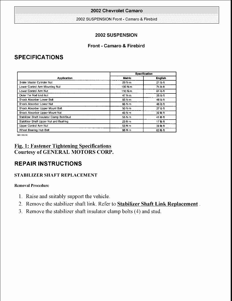 1997-2002 Pontiac Firebird Service & Repair Manual preview img 1