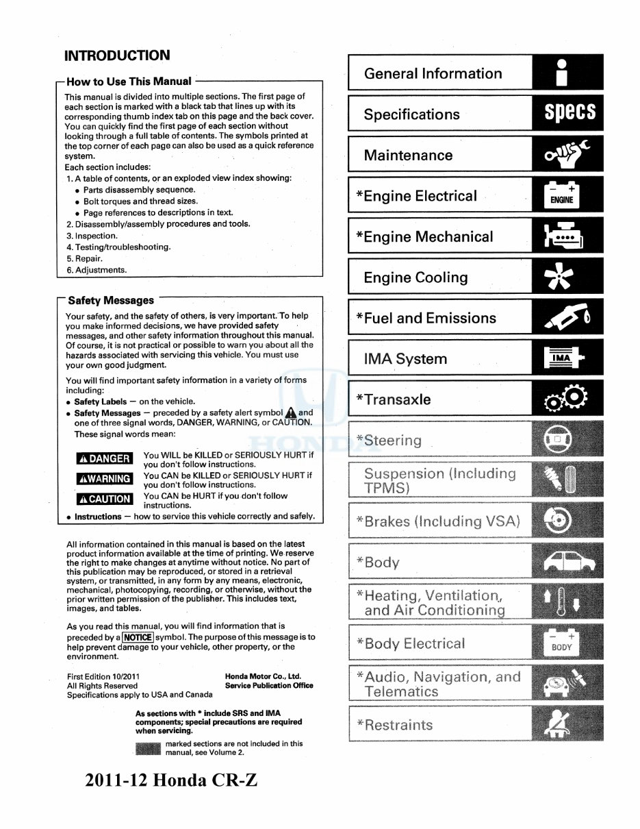 2014 Honda CR-Z Repair Manual preview img 1