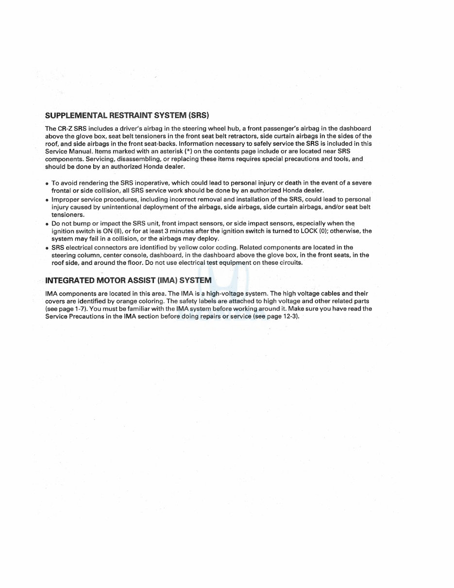 2014 Honda CR-Z Repair Manual preview img 2
