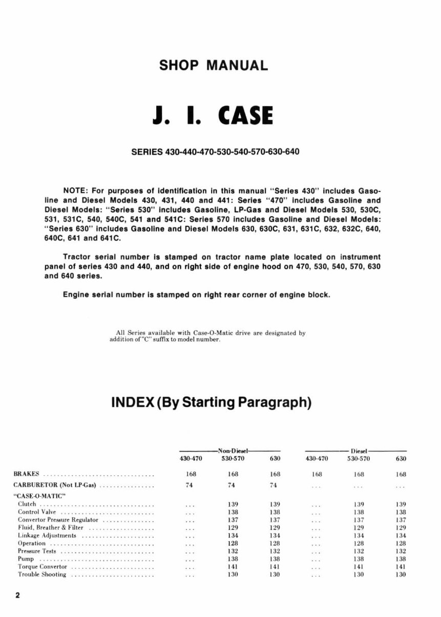 1956-1960 Case 430, 440, 470, 530, 540, 570, 630, 640 Tractor Service & Repair Manual preview img 2