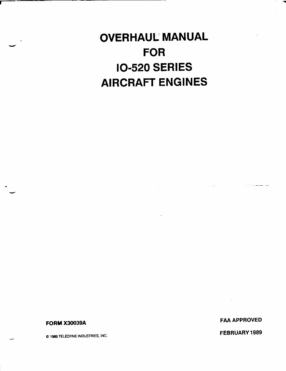 Continental IO-520 aircraft engine overhaul manual preview img 1