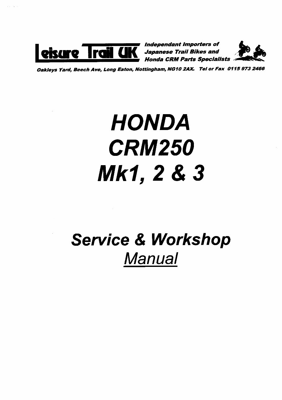 Honda CRM250 MK1/2/3 Service & Repair Manual | eManualOnline