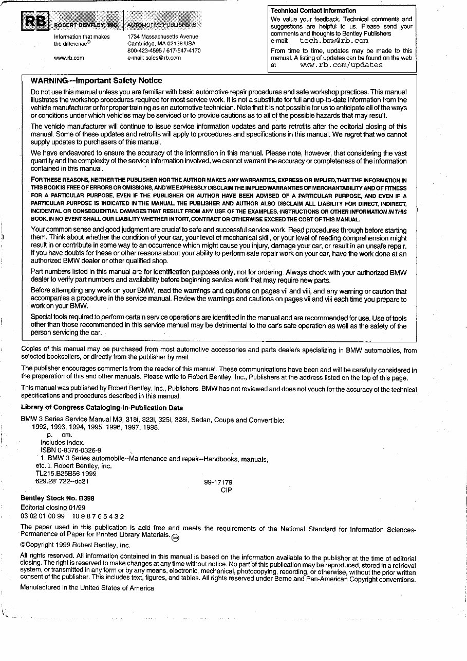 BMW 3 E36 Maintenance Workshop Repair Service Manual preview img 2