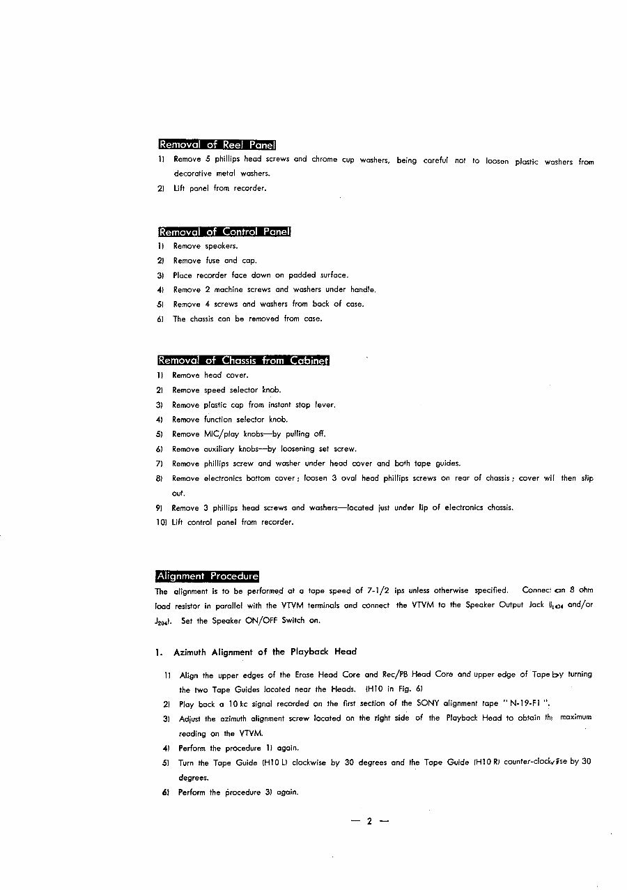 Sony TC-500A Servicing Guide & Service Manual preview img 2