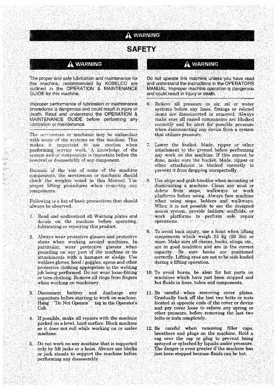 Kobelco SK235SR, SK235SRLC Hydraulic Crawler Excavator Service Repair Manual (YF01-00101, YU01-00101) preview img 3