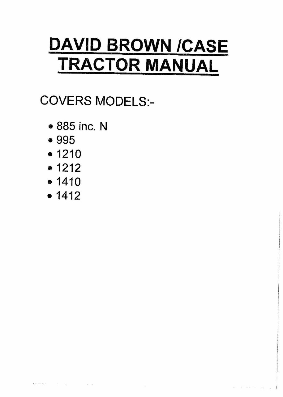 David Brown 885 Tractor OEM Service & Repair Manual preview img 1