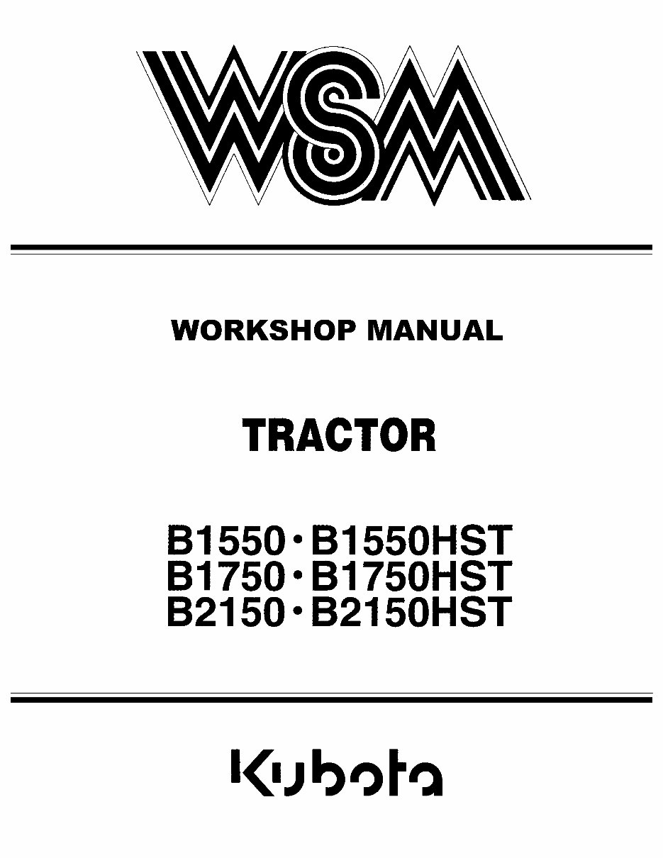Kubota B1750 B1750HST Tractor Workshop Repair Service Manual preview img 1