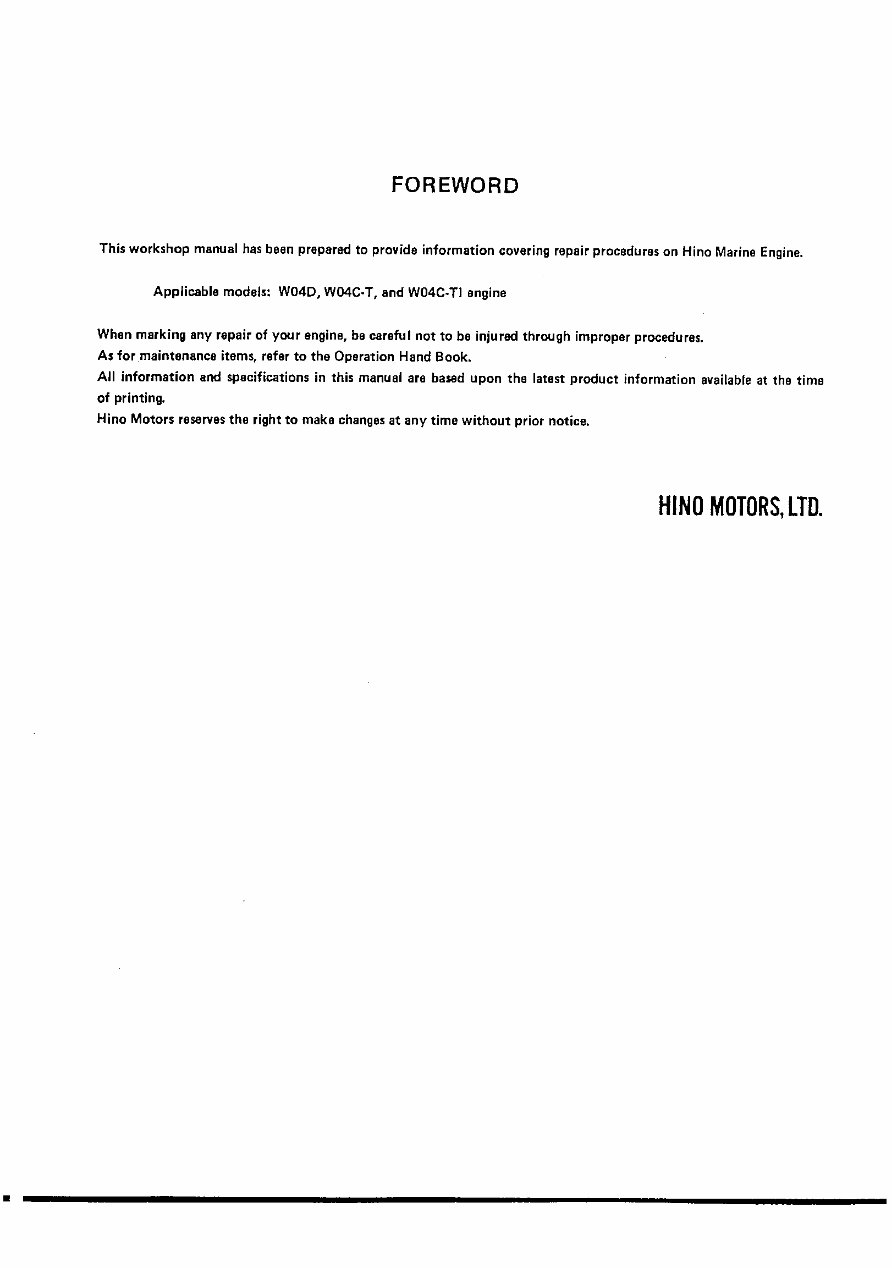 HINO W04D W04C-TI W04C-T Diesel Engine Workshop Manual preview img 3