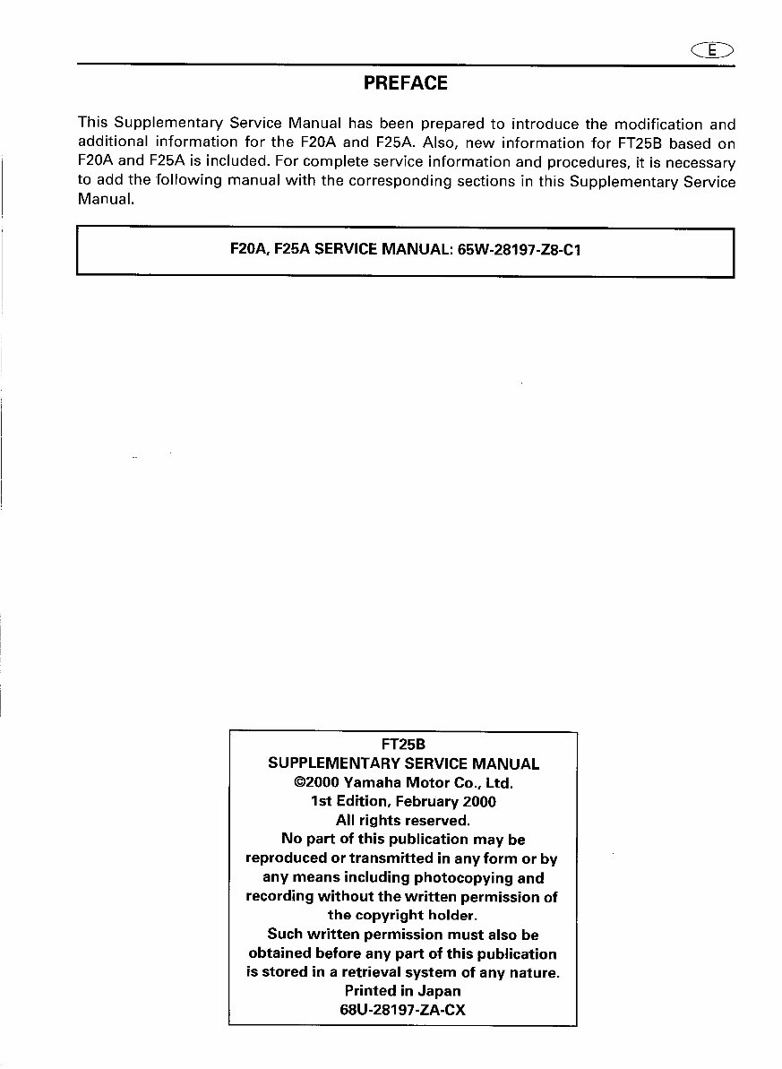 2000-2005 Yamaha T25 25HP 4-Stroke High Thrust Outboard Repair Manual preview img 2