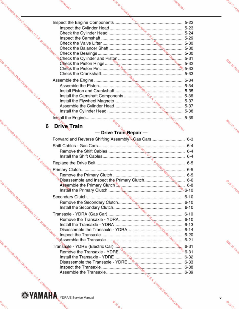 2007-2010 Yamaha YDR A-E The Drive Golf Cart Service & Repair Manual preview img 10