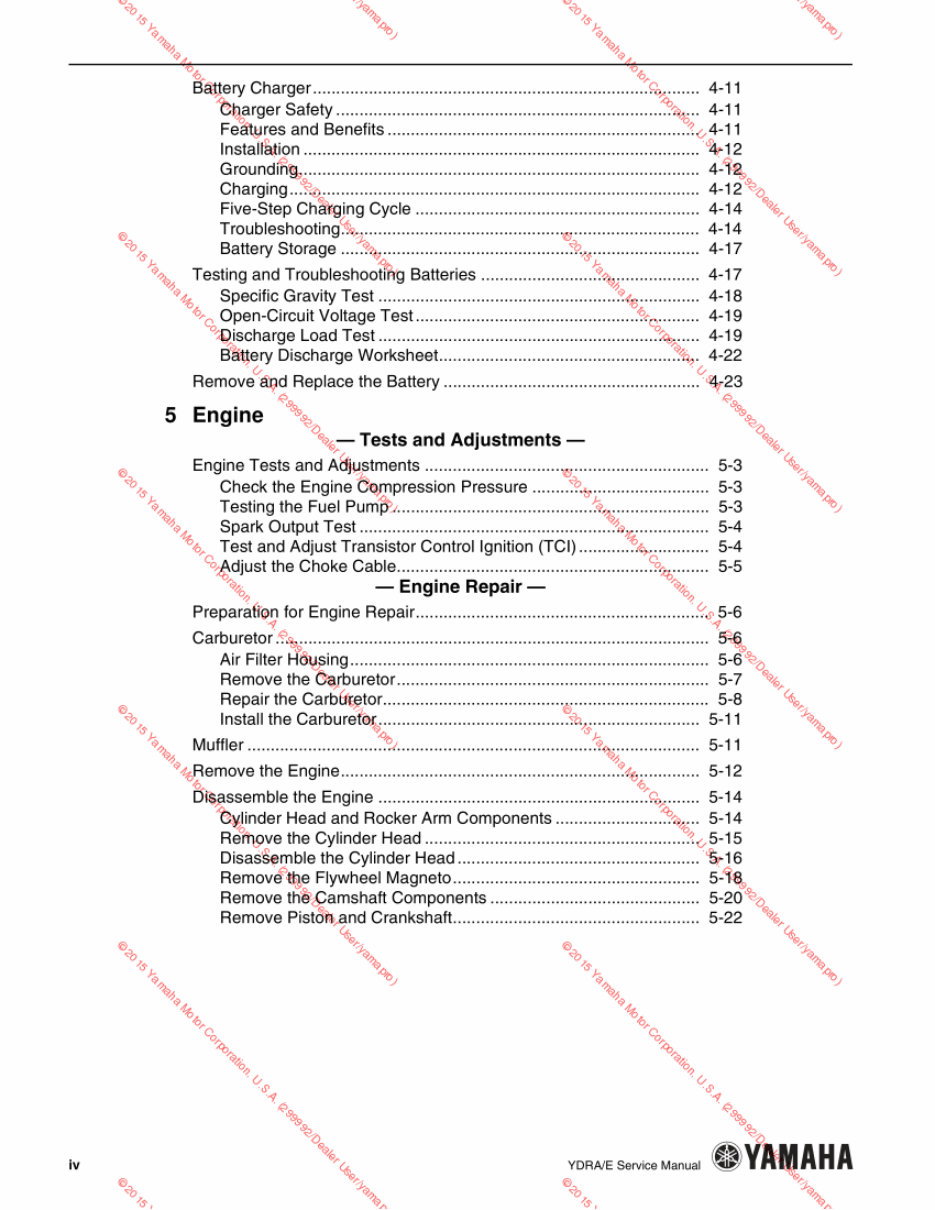2007-2010 Yamaha YDR A-E The Drive Golf Cart Service & Repair Manual preview img 9